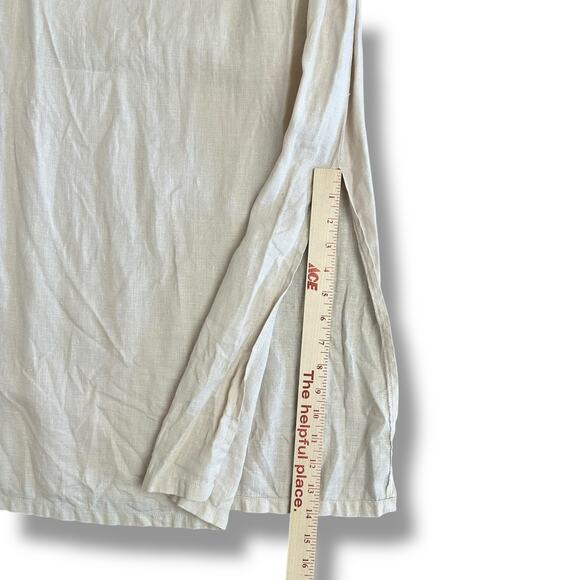 Vintage Victoria Holley 100% Linen Maxi Dress Beige Size 16 Natural Minimalist - Picture 5 of 7